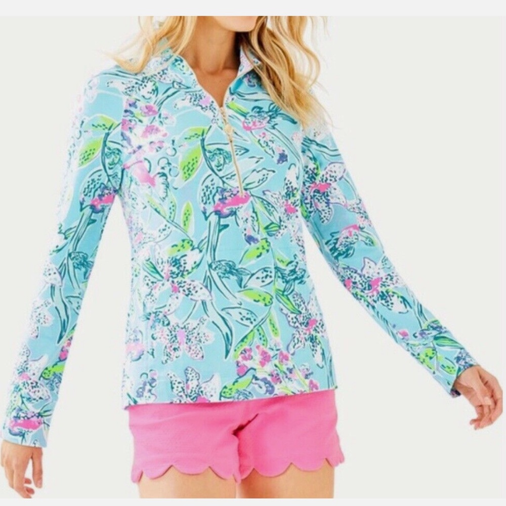 NEW Lilly Pulitzer UPF 50 Skipper Popover Bali Blue Sway This Way 000733…